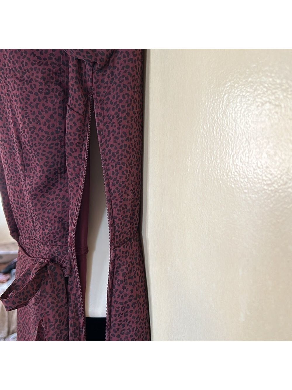 Abercrombie and Fitch dark purple animal print tie ruffle skirt dress size S - Picture 9 of 12